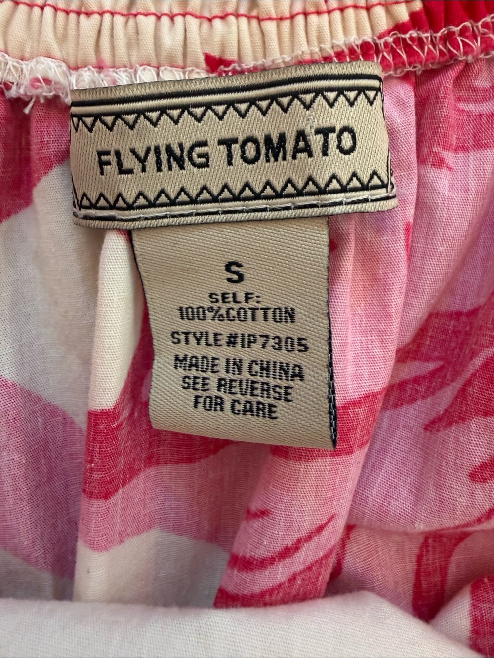 Flying Tomato Tropical Floral Puff Sleeve Romper Pink Cream Small - Picture 9 of 10
